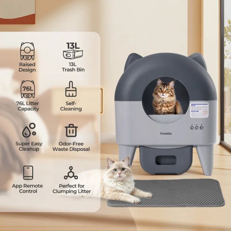 Automatic Self Cleaning Cat Litter Box with App Control