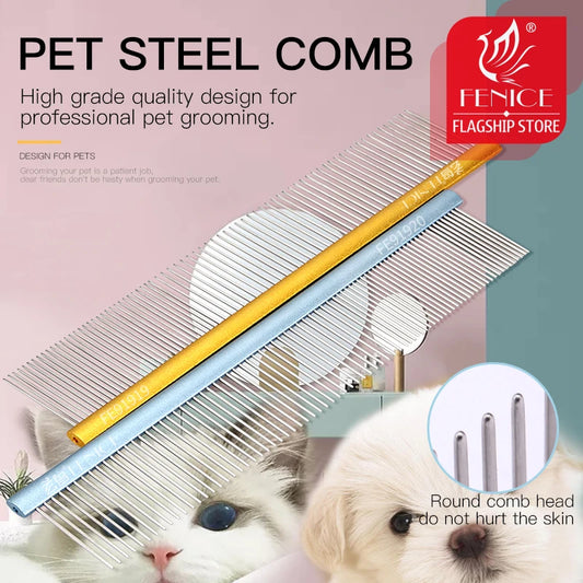 Fenice Stainless Steel Grooming Comb for Dogs and Cats