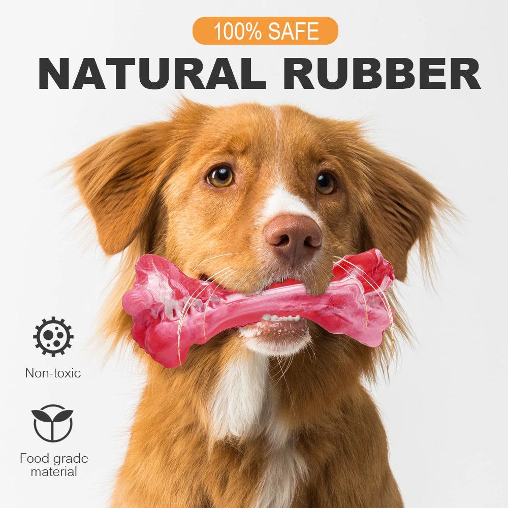 Durable Rubber Dog Bone Chew Toy for Dental Health and Fun