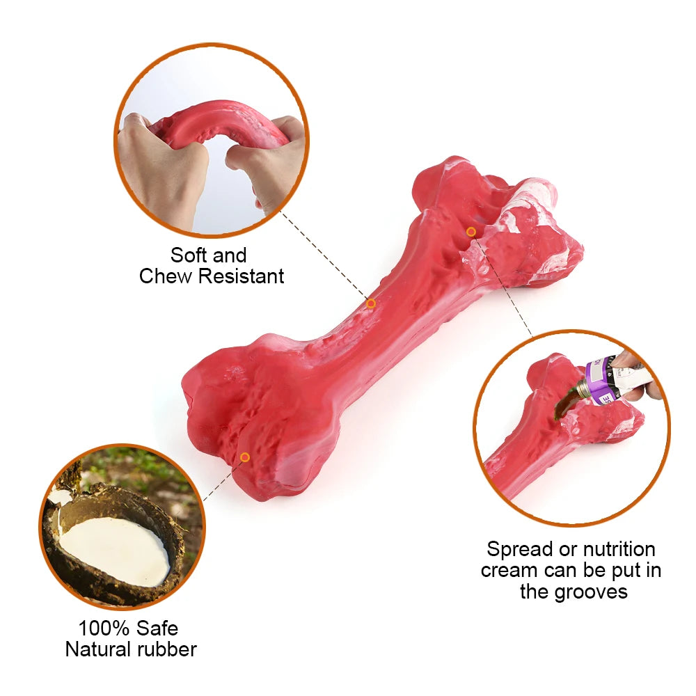 Durable Rubber Dog Bone Chew Toy for Dental Health and Fun
