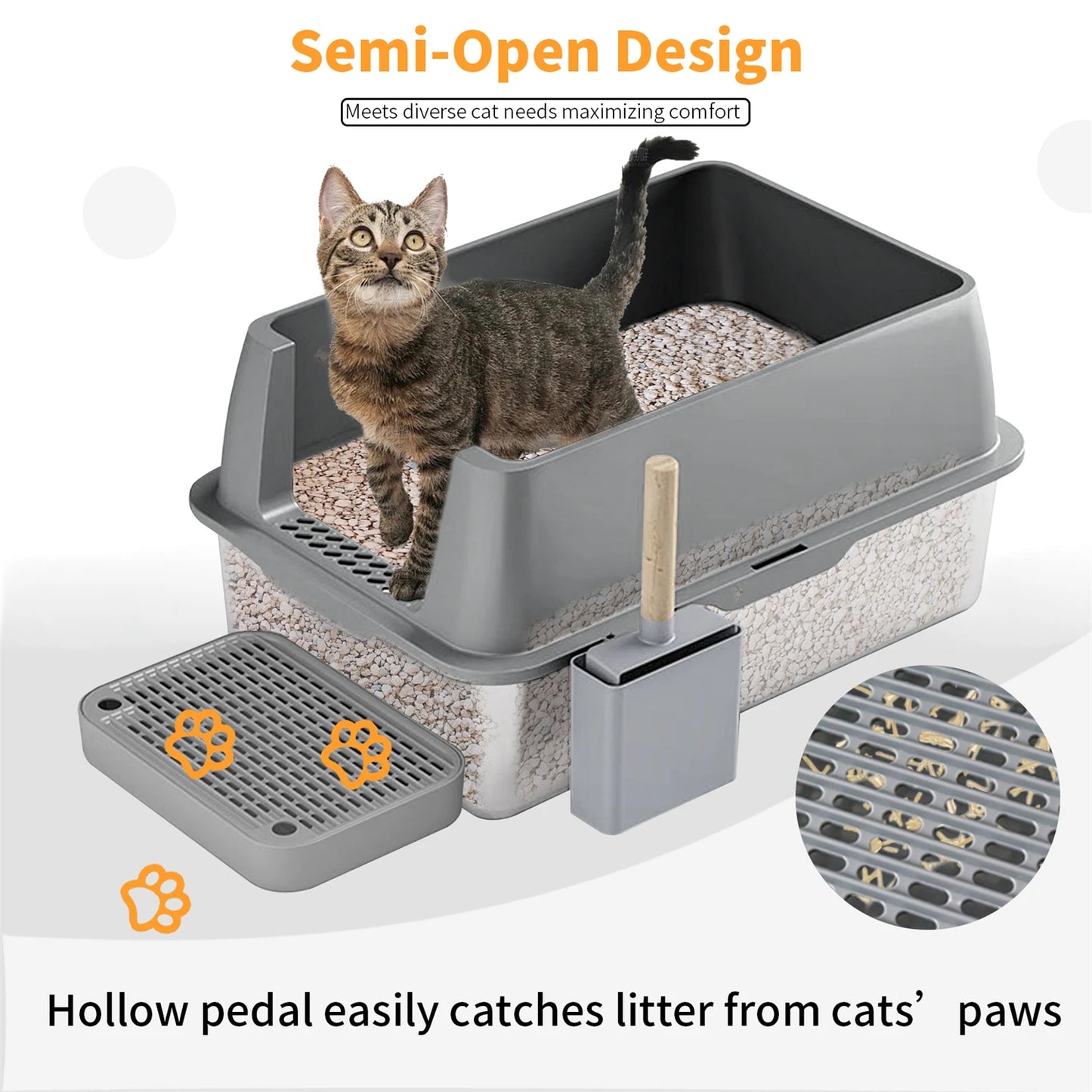 Extra Large Enclosed Stainless Steel Cat Litter Box for Big Cats