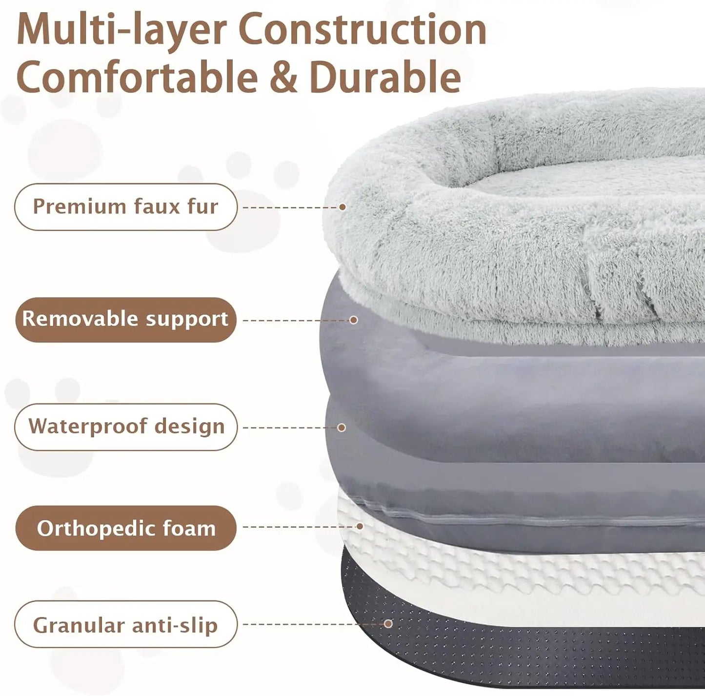 Oversized Memory Foam Human Dog Bed for Adults and Pets