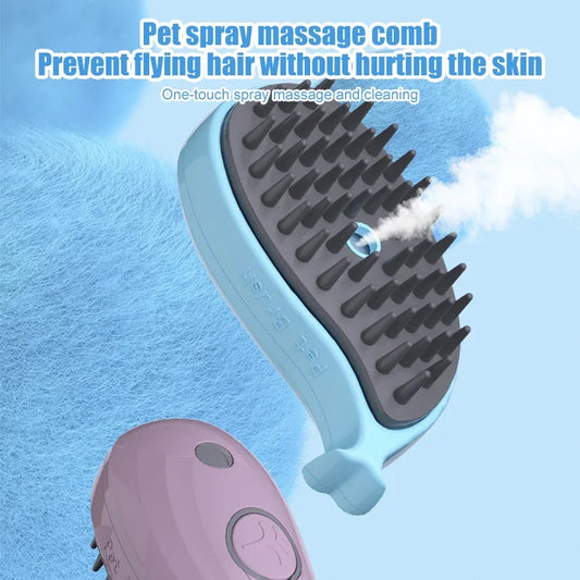 Electric Steamy Pet Brush Whale Shape 3 in 1 Grooming Comb