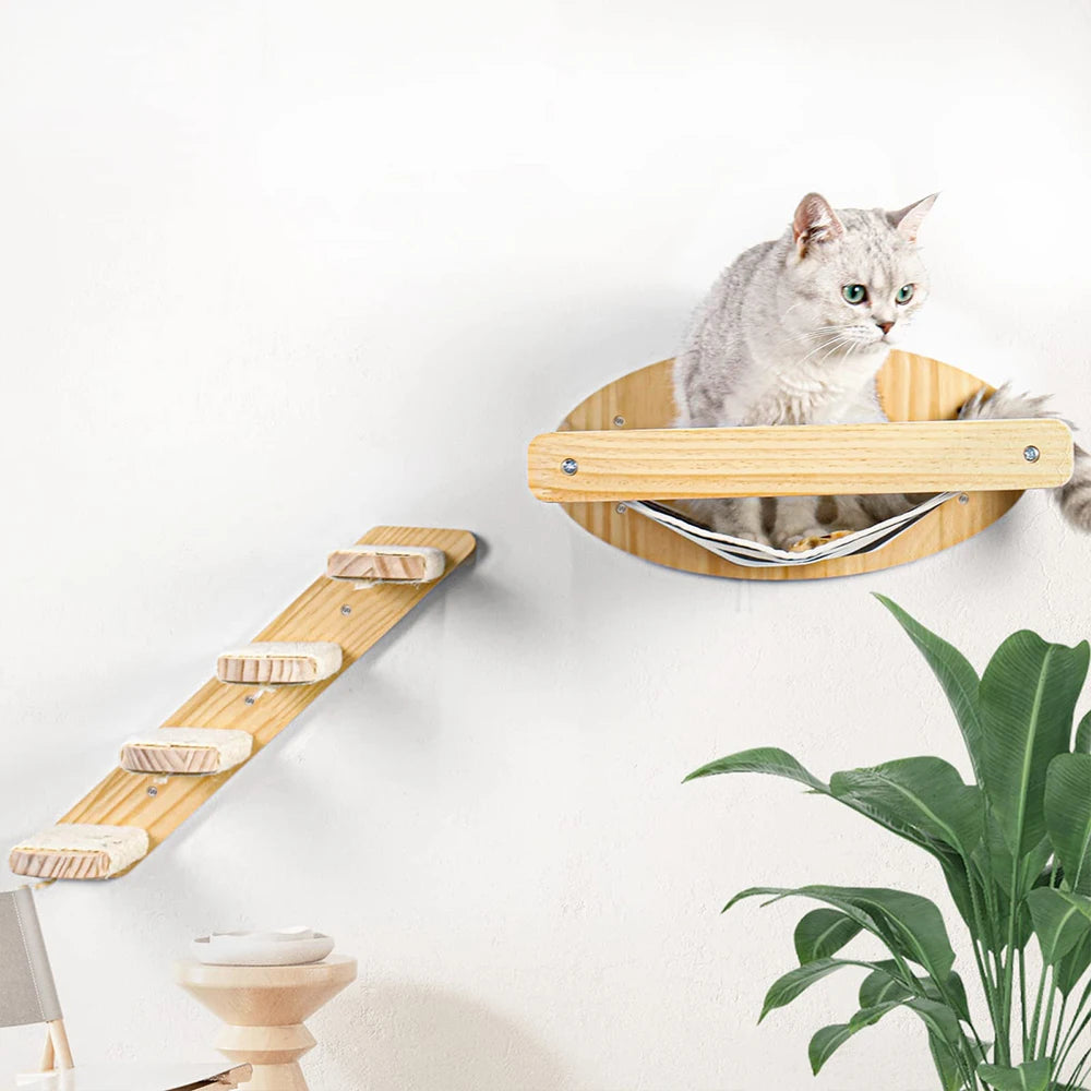 3Pcs Wall Mounted Cat Hammock and Sisal Scratching Set