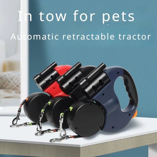 Automatic Retractable Two-End Dog Leash with Flashlight