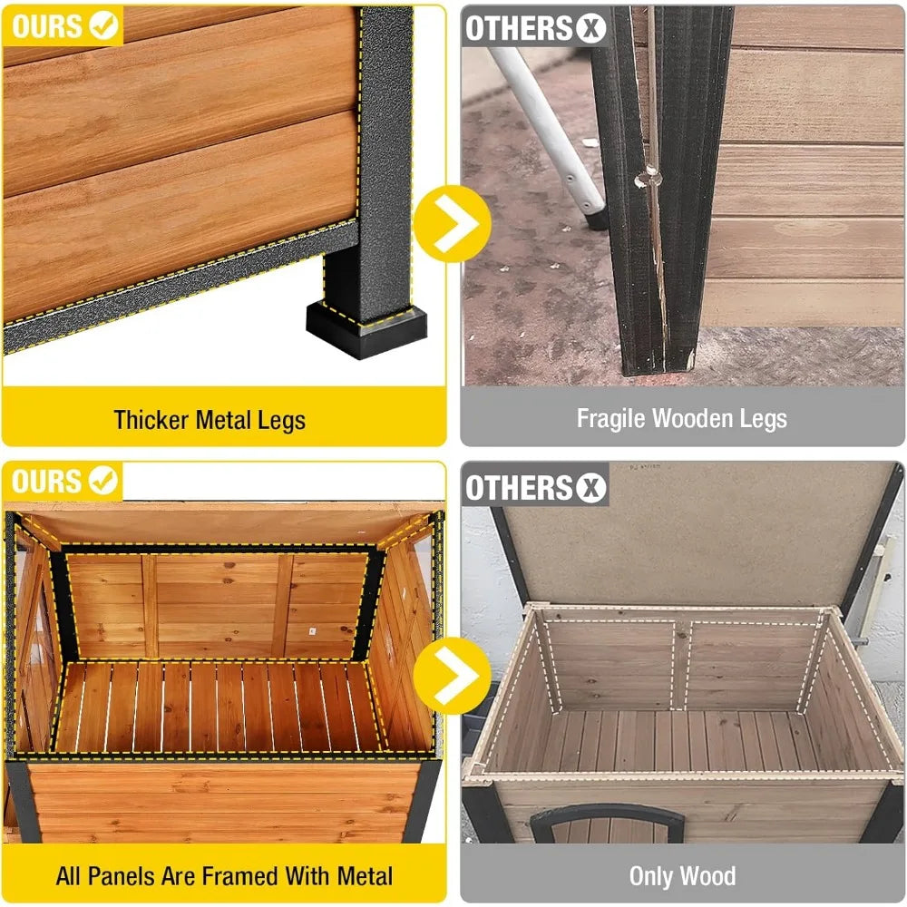 Large Weatherproof Dog House with Metal Frame for All Breeds