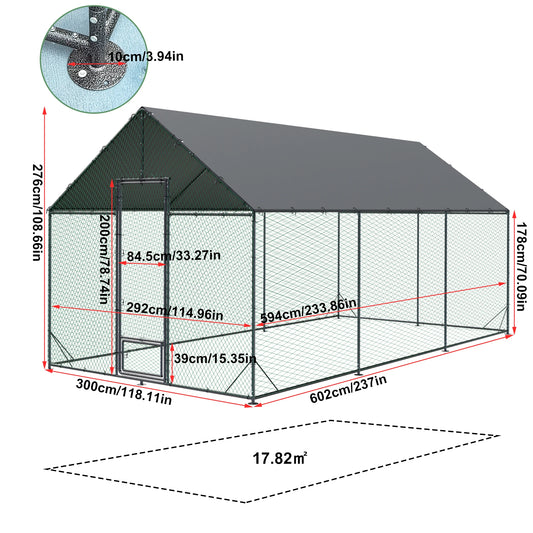 Heavy Duty Metal Chicken Coop with Cover and Nylon Netting