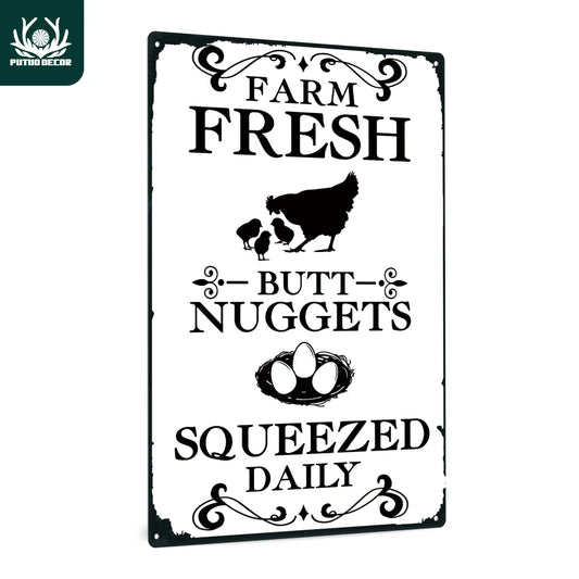 Putuo Decor Vintage Chicken Tin Sign Wall Art 7.8 By 11.8