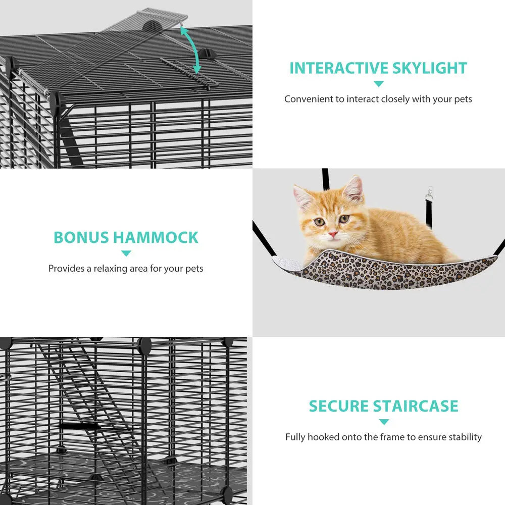 Three Tier Cat Cage Enclosure with Hammock for Cats