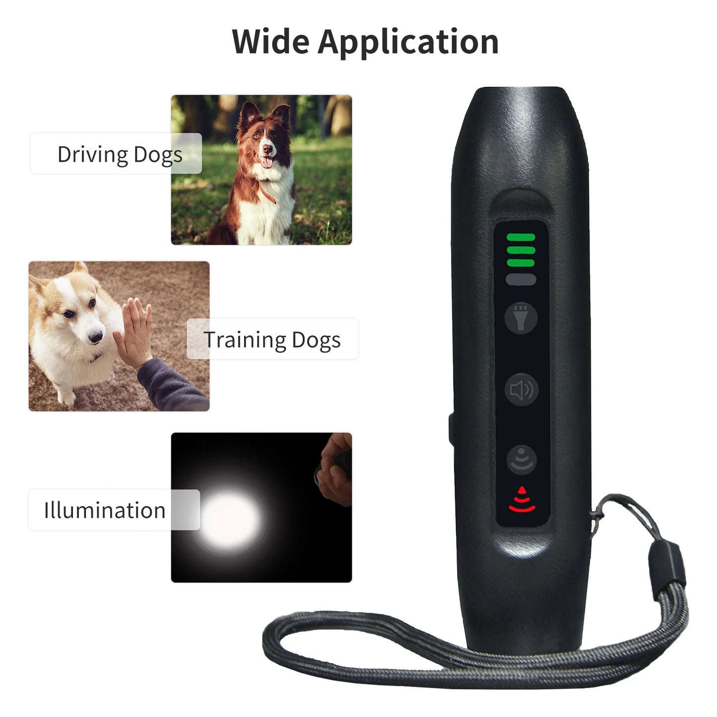 Upgrade Ultrasonic Dog Repeller with Flashlight and 3 Modes