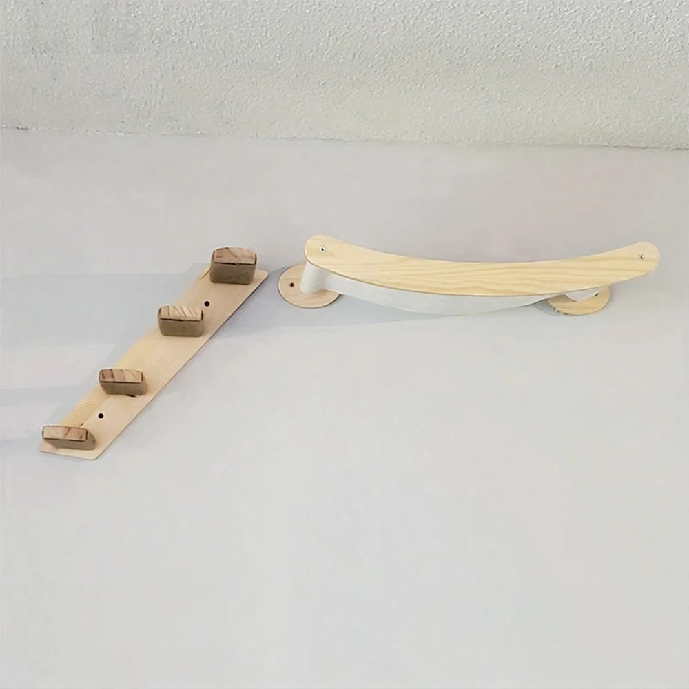 Wall Mounted Cat Hammock and Climbing Shelf with Scratching Pad