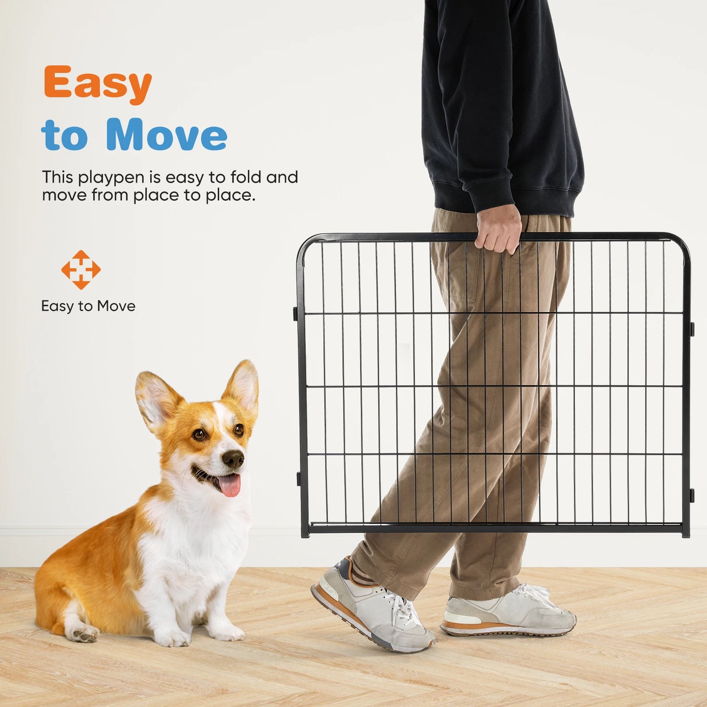 JHK 8 Panel Heavy Duty Metal Dog Playpen for Indoor Outdoor Use