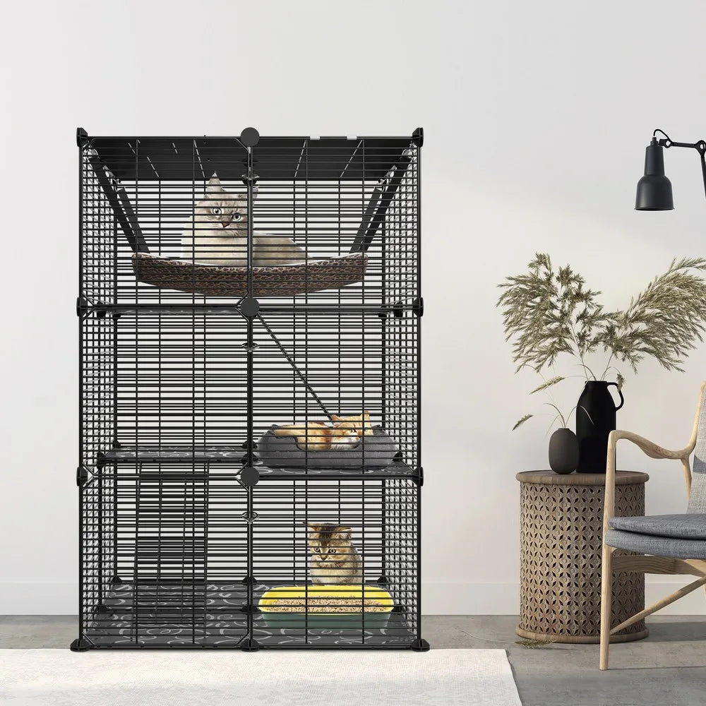 Three Tier Cat Cage Enclosure with Hammock for Cats