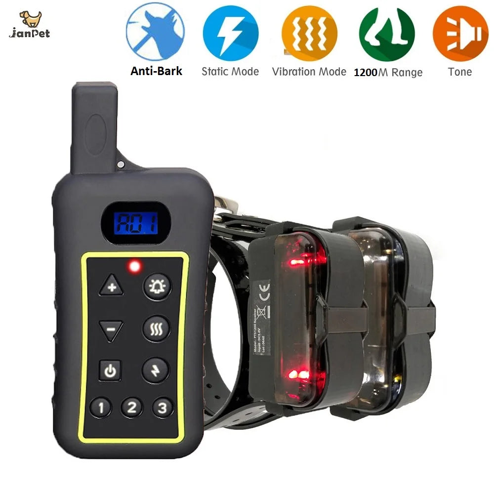 JANPET 1200m Remote Control Dog Collar Anti Bark Led Light