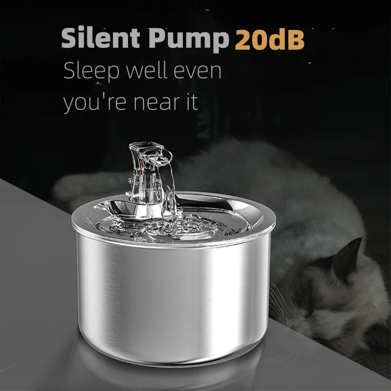 Automatic Stainless Steel Pet Water Fountain for Cats and Dogs
