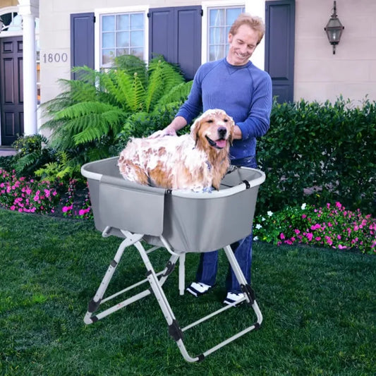 Elevated Foldable Dog Bath Tub for Medium to Large Pets