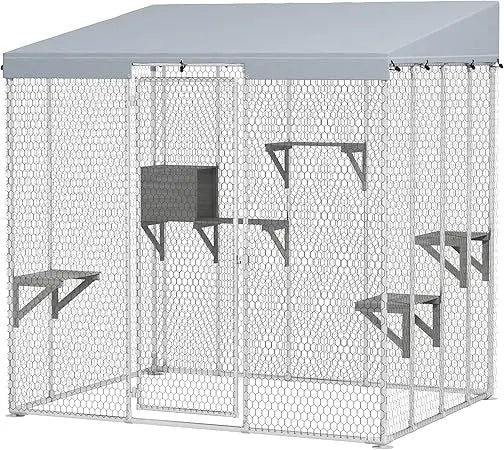 79 Inch Large Catio Outdoor Cat Enclosure With Waterproof Canopy