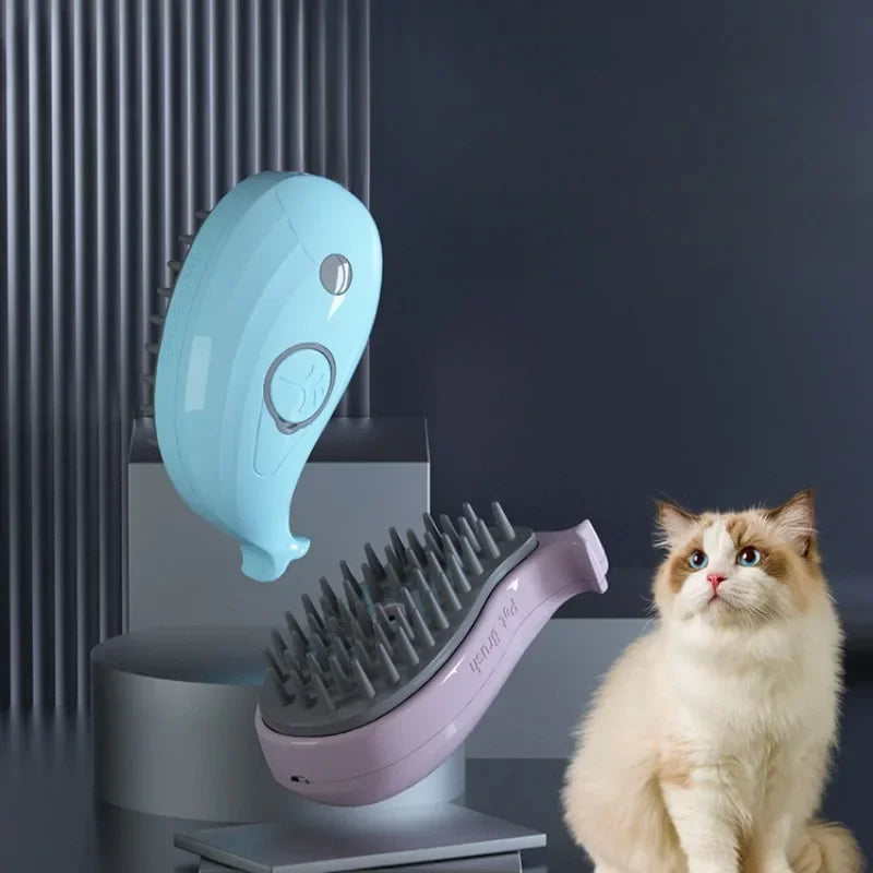 Electric Steamy Pet Brush Whale Shape 3 in 1 Grooming Comb