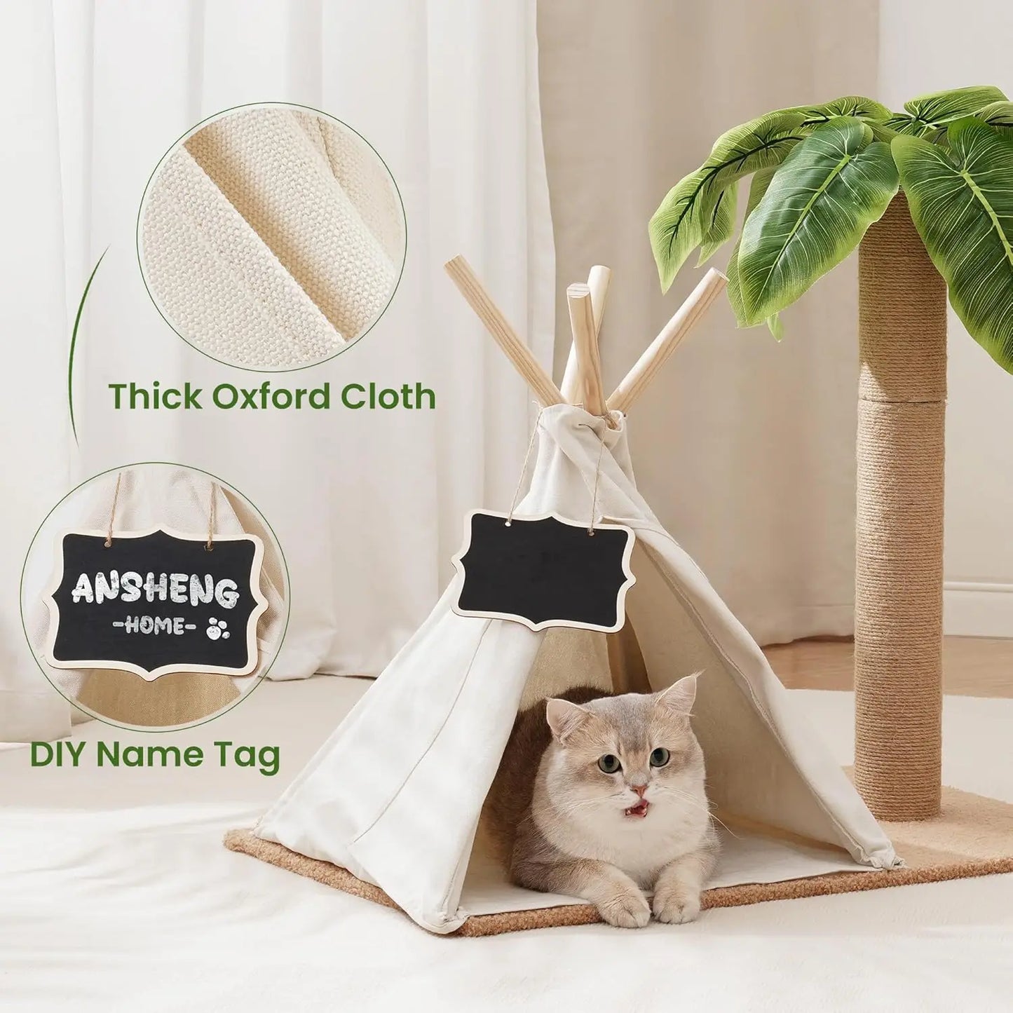 MewooFun Teepee Cat Tree with Scratching Post and Tent 60cm