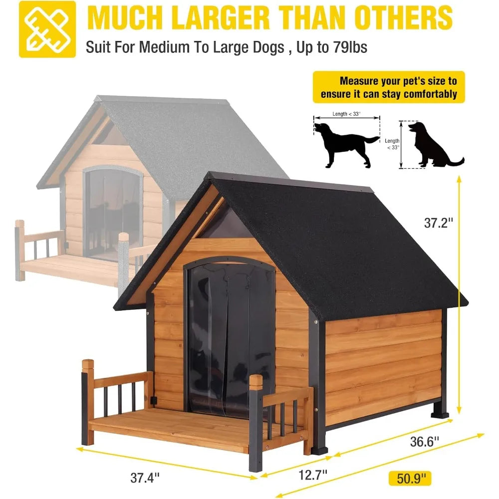 Large Weatherproof Dog House with Metal Frame for All Breeds