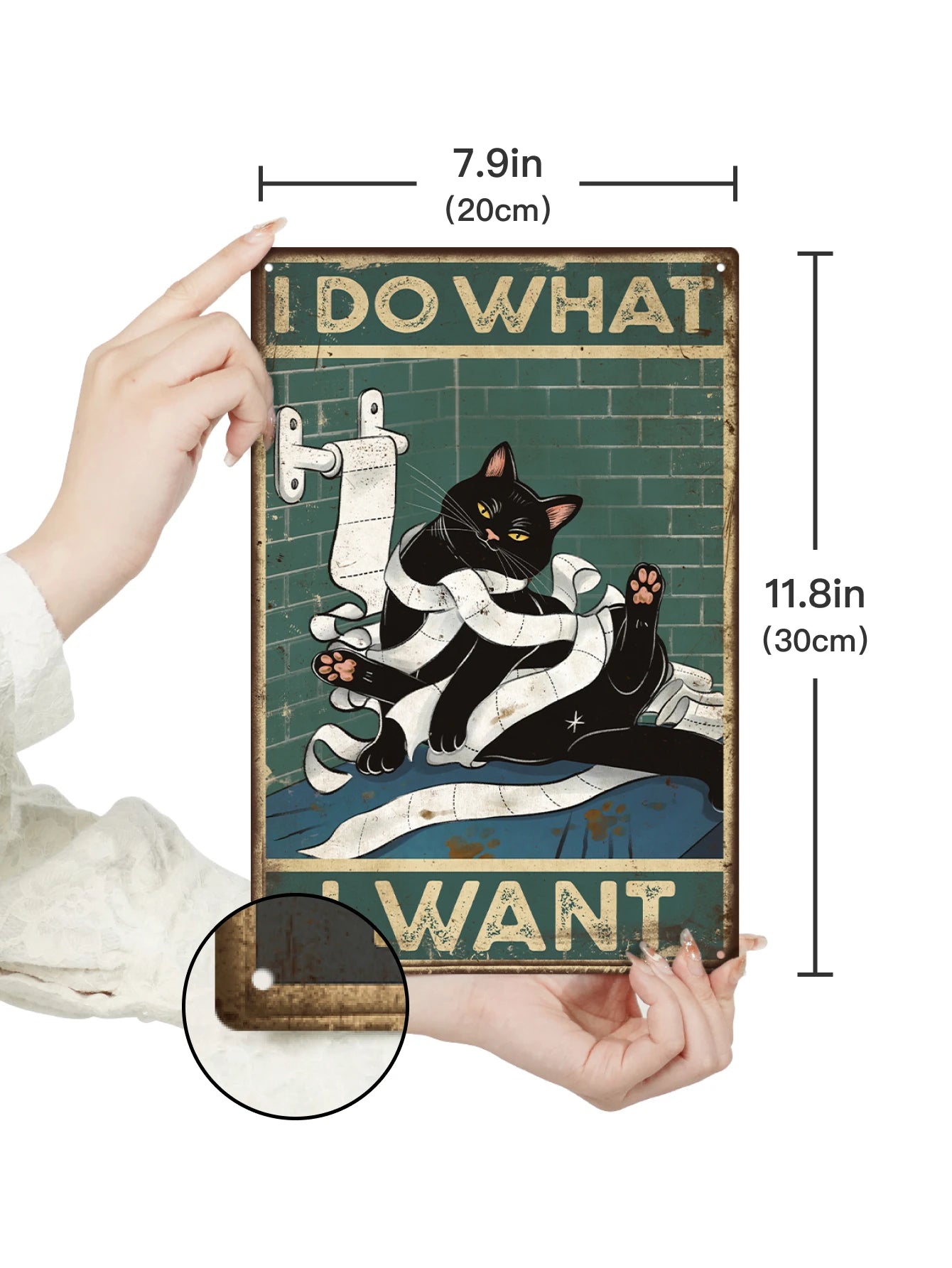 Putuo Decor Black Cat Tin Sign for Bathroom Wall Art Decor