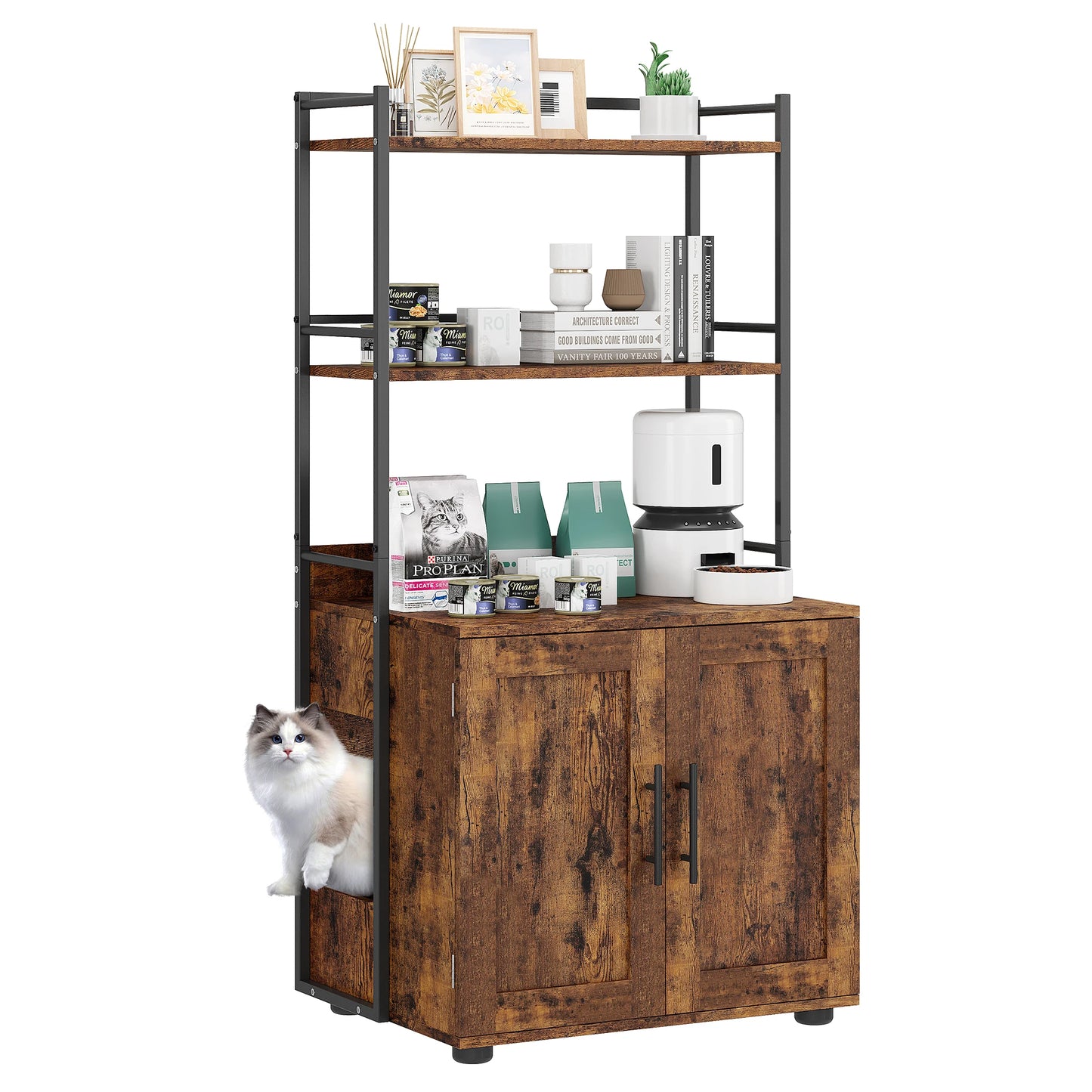 2-In-1 Hidden Cat Litter Box Enclosure With Odor Control