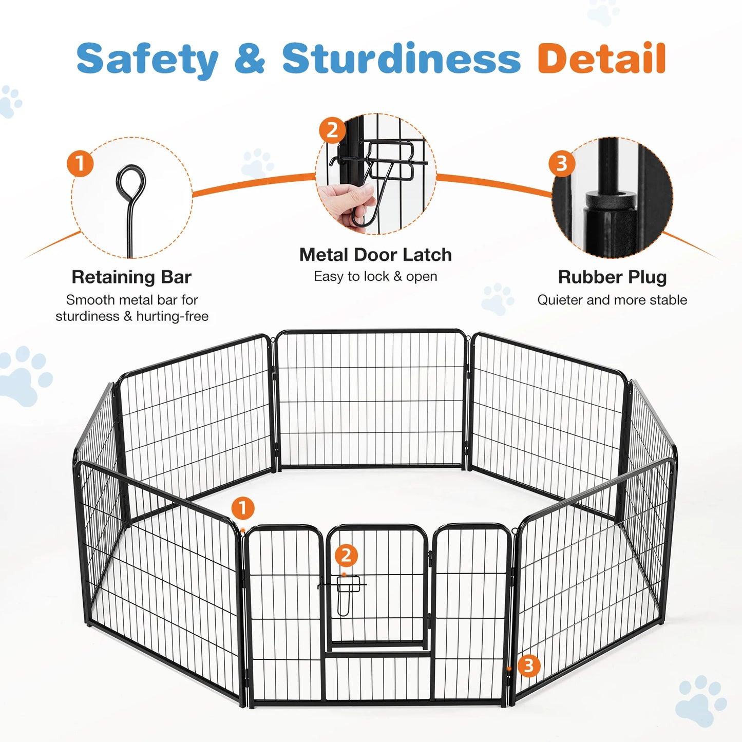 JHK 8 Panel Heavy Duty Metal Dog Playpen for Indoor Outdoor Use