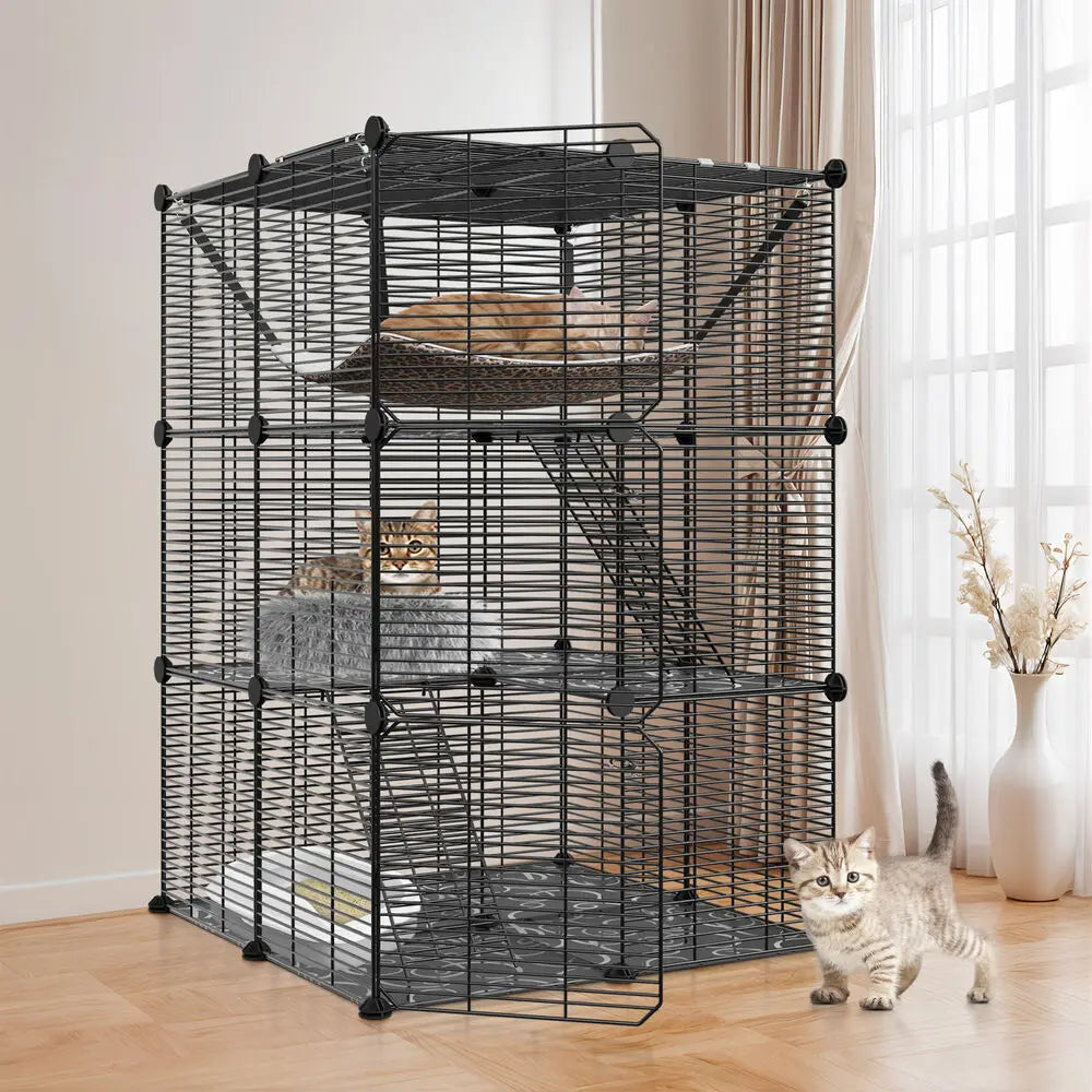 Three Tier Cat Cage Enclosure with Hammock for Cats