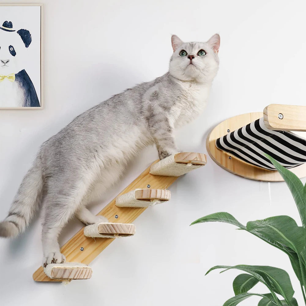 3Pcs Wall Mounted Cat Hammock and Sisal Scratching Set