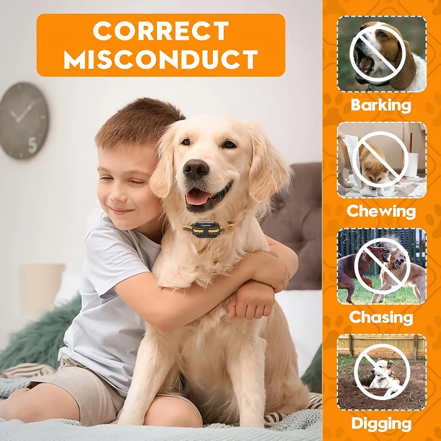 Rechargeable Waterproof Dog Training Collar With Clicker