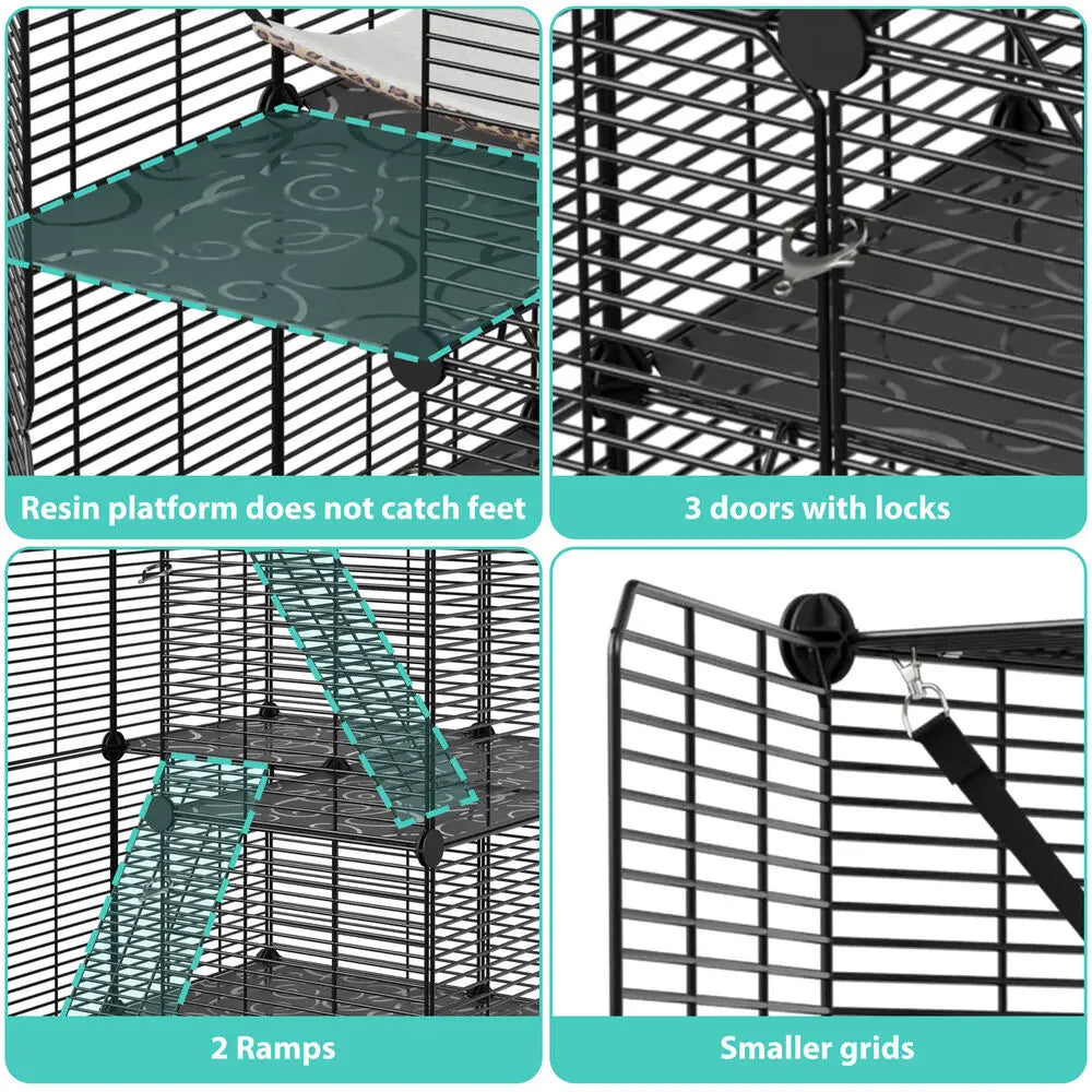 Three Tier Cat Cage Enclosure with Hammock for Cats