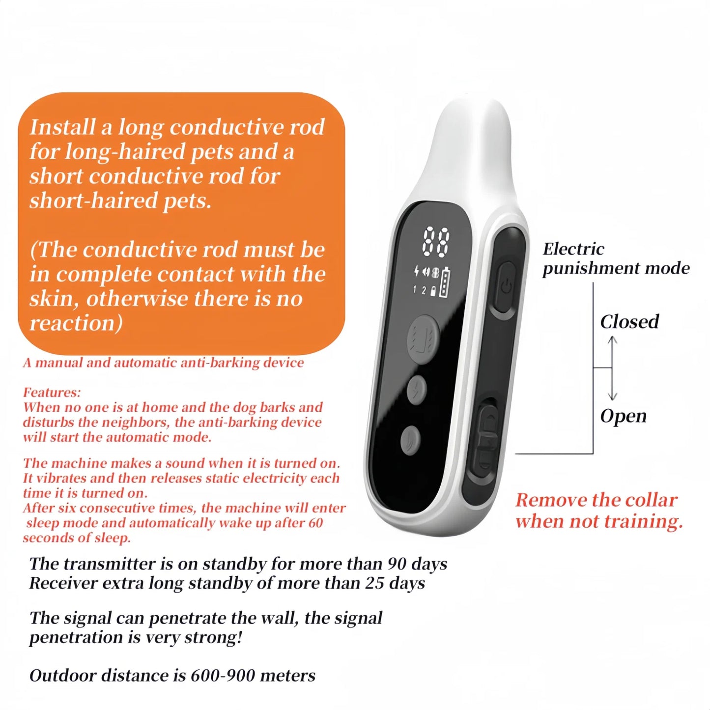 YHLC Detachable Dog Bark Collar Rechargeable Vibration