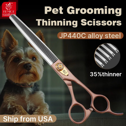 Fenice 7.5 Inch JP440C Steel Pet Grooming Thinning Scissors