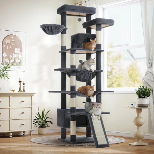 Multi-Level Cat Tree Tower with Hammocks and Scratching Posts