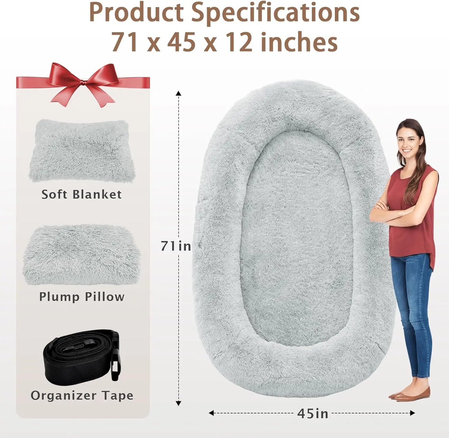 Oversized Memory Foam Human Dog Bed for Adults and Pets