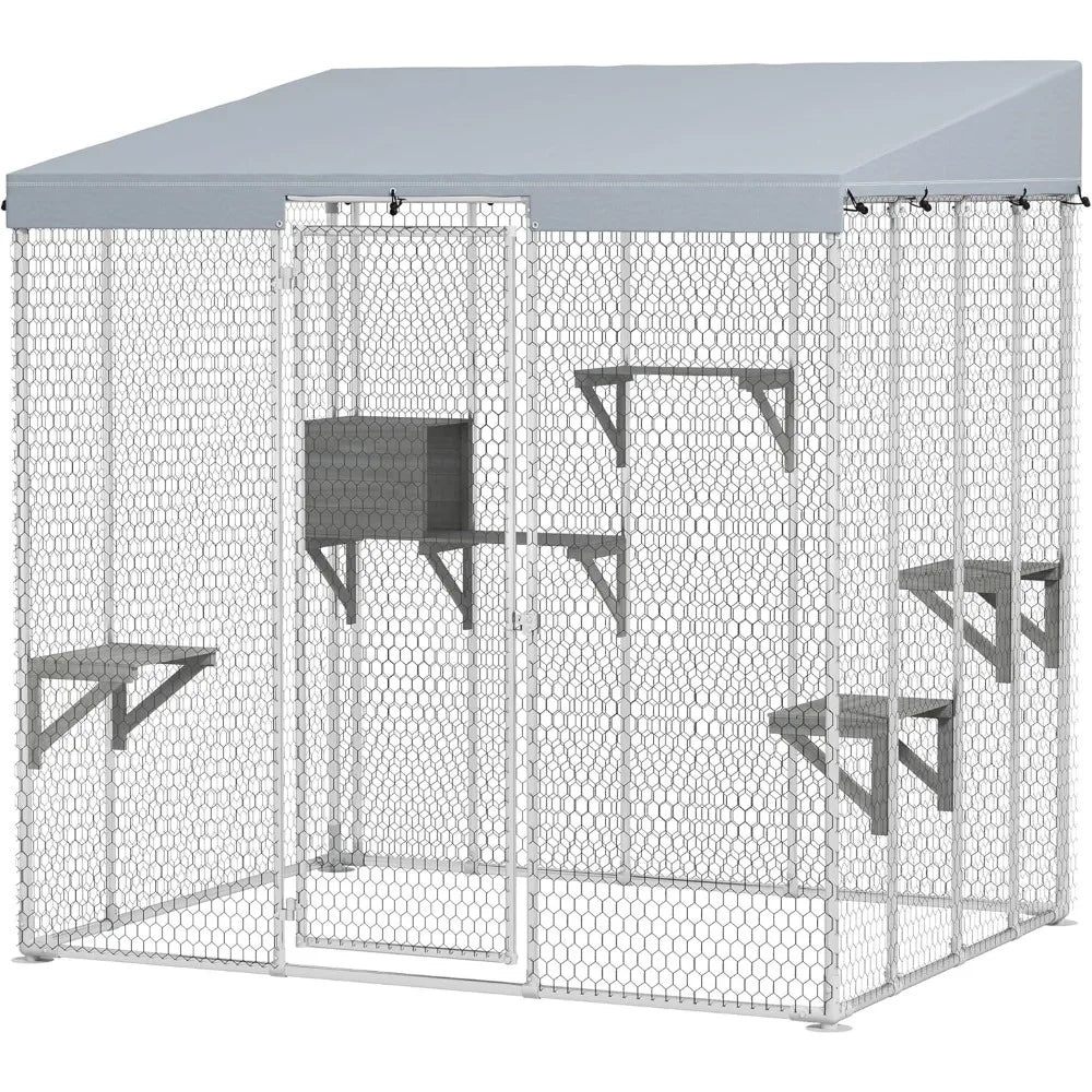 79 Inch Large Catio Outdoor Cat Enclosure With Waterproof Canopy