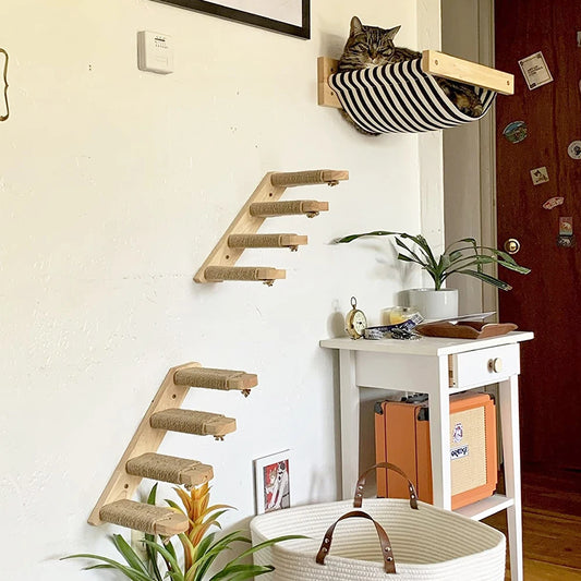 3Pcs Wall Mounted Cat Hammock and Sisal Scratching Set