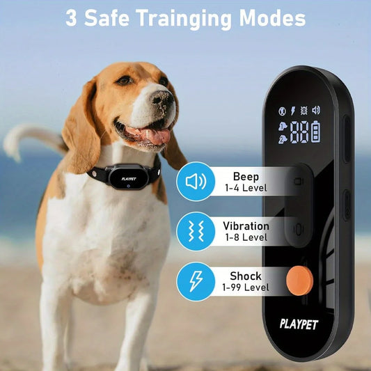 Rechargeable Waterproof Dog Shock Collar with Remote and LED Light