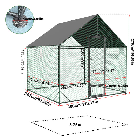Upgraded Heavy Duty Metal Chicken Coop with Cover and Netting