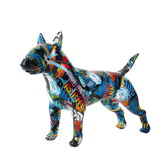 Art Creative Simple Colorful Bull Terrier Small Resin Pet Dog Crafts Home Decoration Color Modern Office Desktop Craft Decor