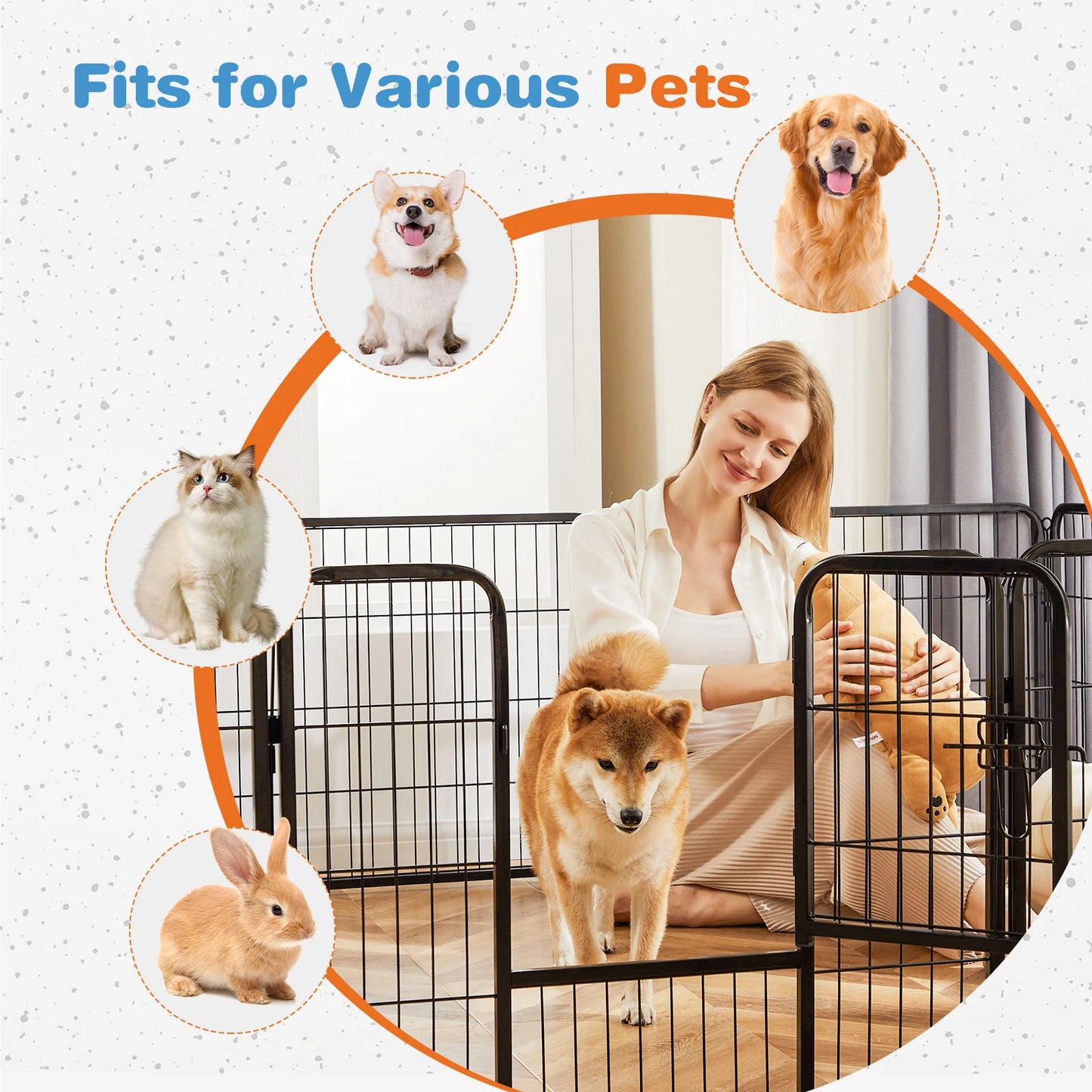 JHK 8 Panel Heavy Duty Metal Dog Playpen for Indoor Outdoor Use