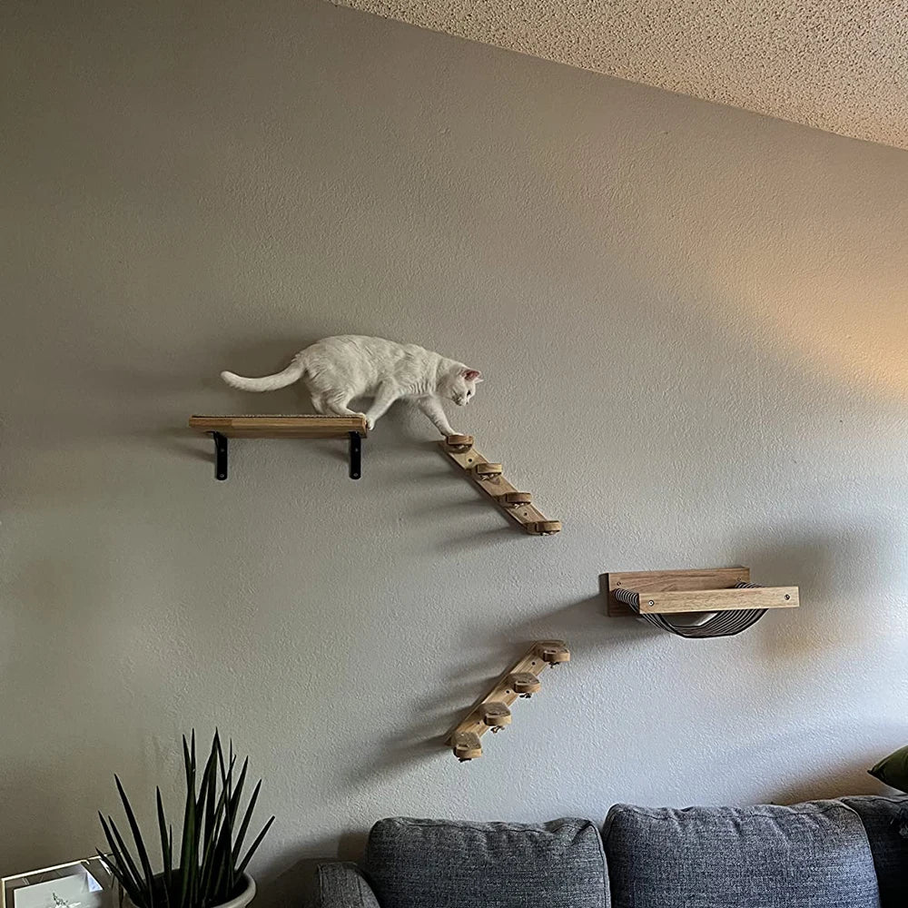 3Pcs Wall Mounted Cat Hammock and Sisal Scratching Set