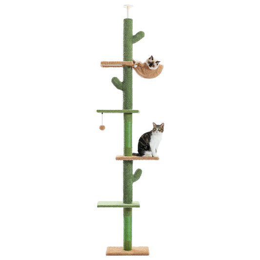 Cactus Cat Tree 5-Tier Floor to Ceiling Tower with Hammock