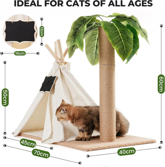 MewooFun Teepee Cat Tree with Scratching Post and Tent 60cm