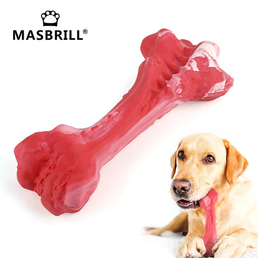 Durable Rubber Dog Bone Chew Toy for Teeth Cleaning Fun