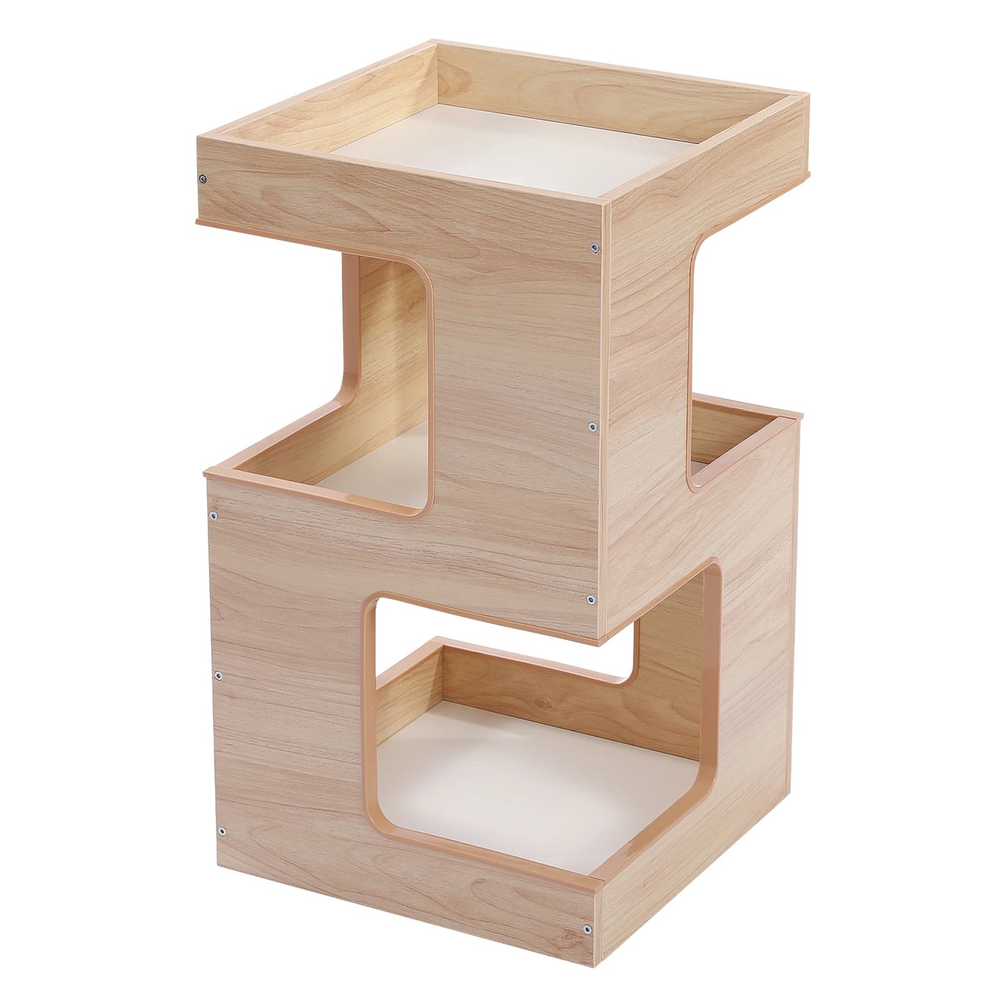 Wood Cat Condo House Bed With Soft Mats And Scratching Pad
