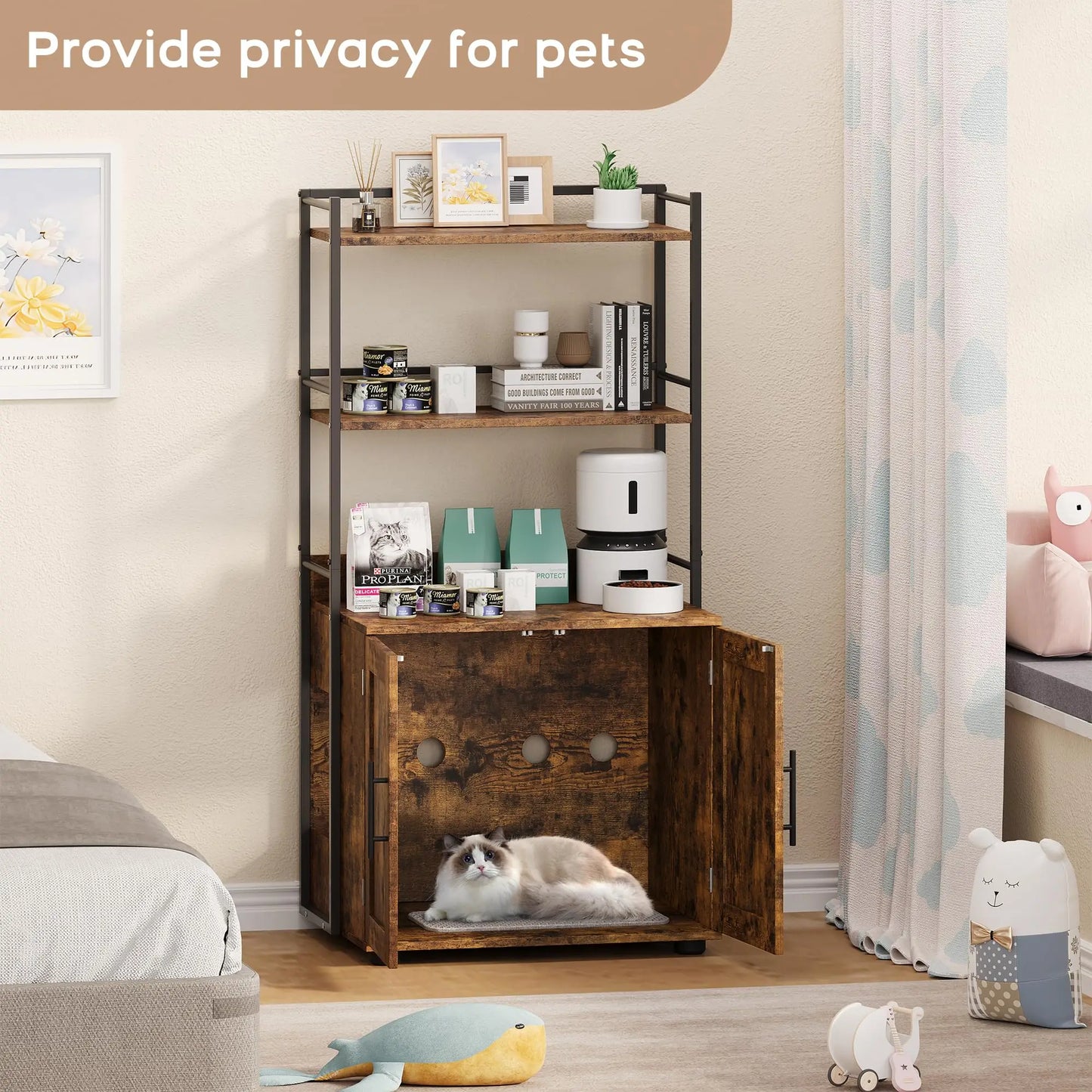 2-In-1 Hidden Cat Litter Box Enclosure With Odor Control