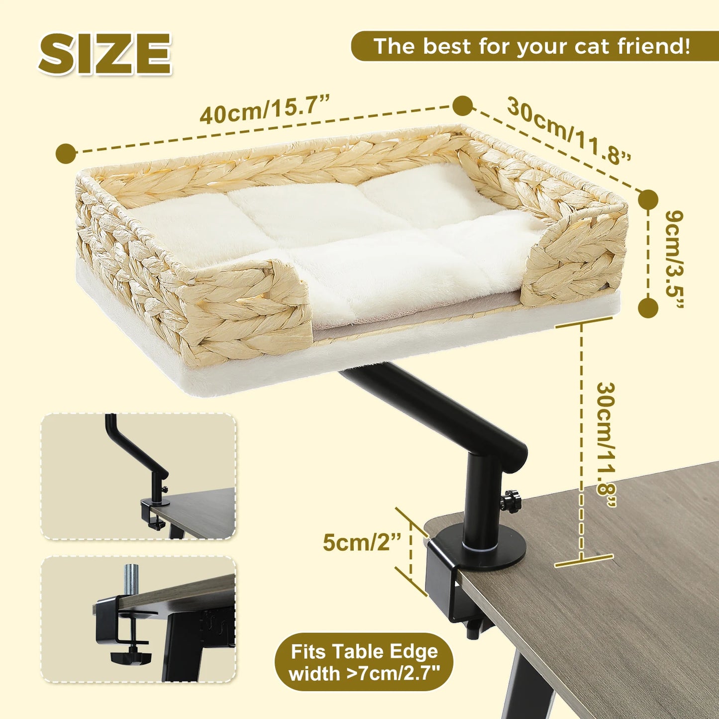 Cat Desk Bed 360 Rotatable Stand For Indoor Cats Hammock