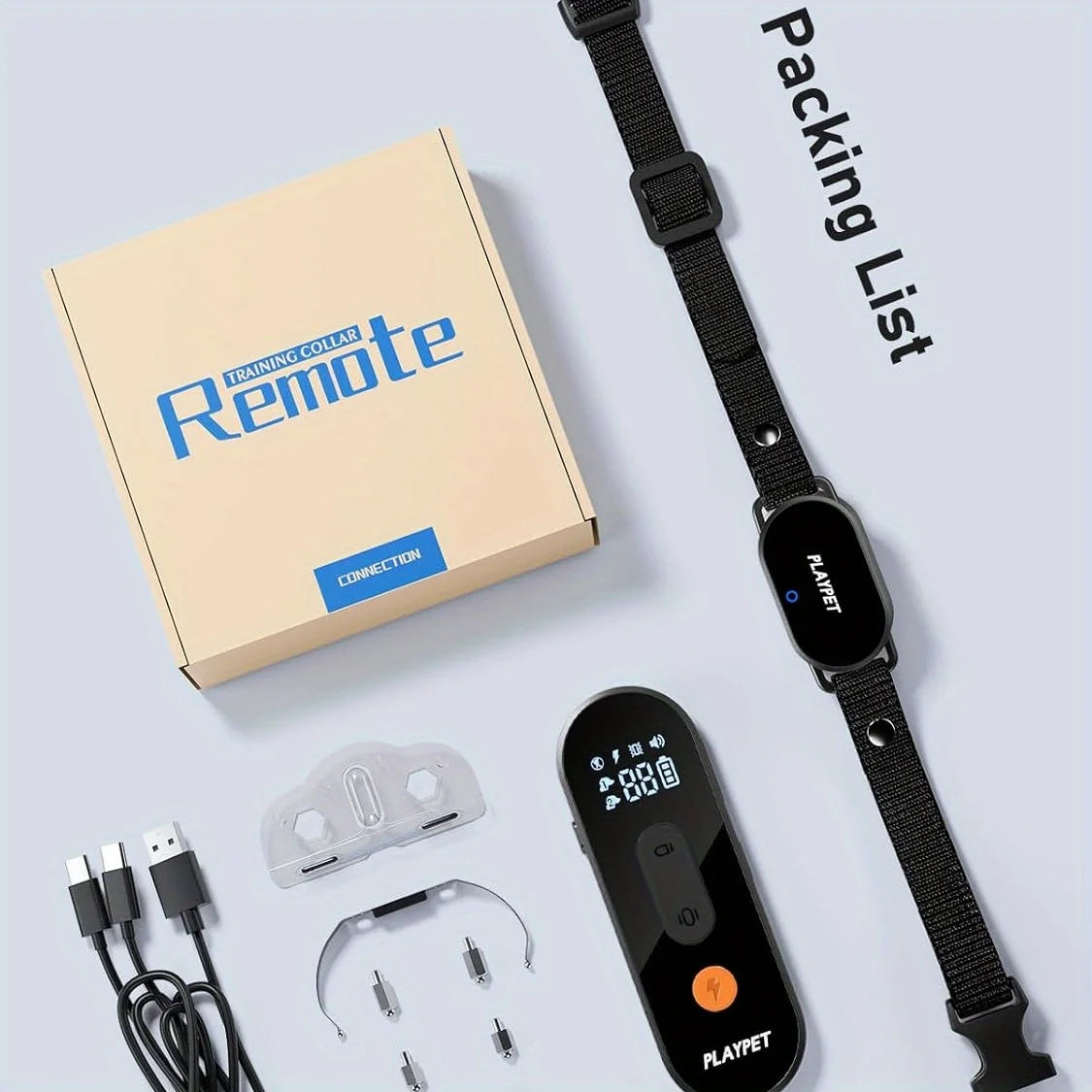 Rechargeable Waterproof Dog Shock Collar with Remote and LED Light