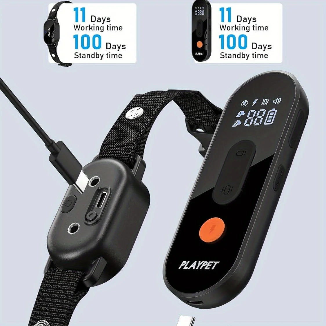 Rechargeable Waterproof Dog Shock Collar with Remote and LED Light